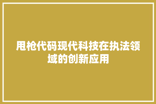 甩枪代码现代科技在执法领域的创新应用