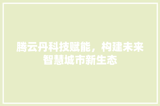 腾云丹科技赋能，构建未来智慧城市新生态