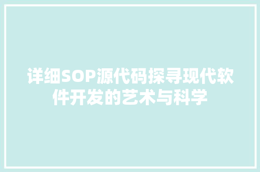 详细SOP源代码探寻现代软件开发的艺术与科学