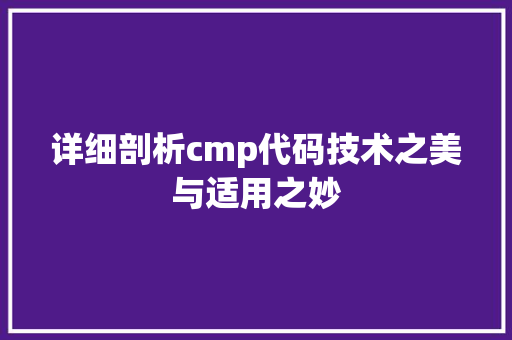 详细剖析cmp代码技术之美与适用之妙