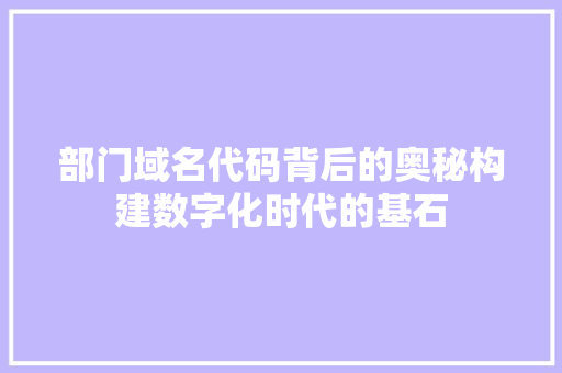 部门域名代码背后的奥秘构建数字化时代的基石