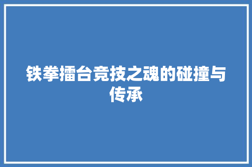 铁拳擂台竞技之魂的碰撞与传承