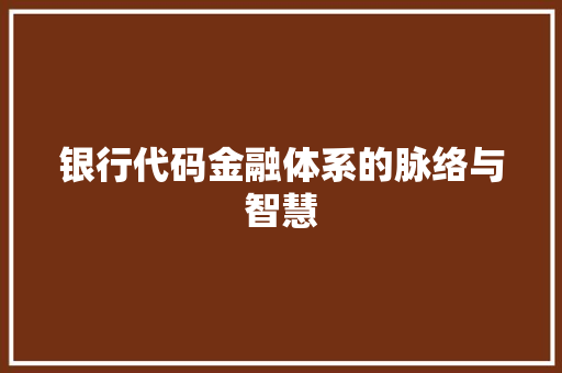 银行代码金融体系的脉络与智慧
