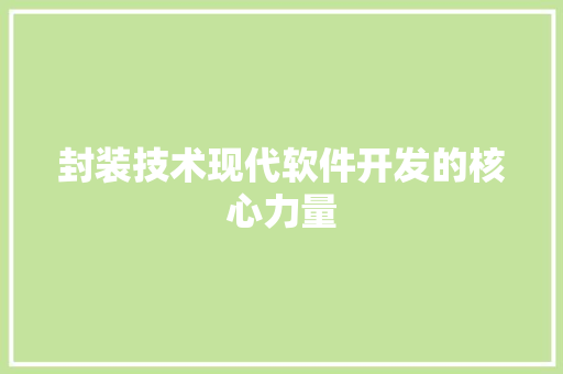 封装技术现代软件开发的核心力量