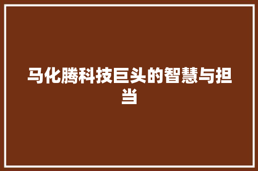 马化腾科技巨头的智慧与担当