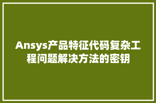 Ansys产品特征代码复杂工程问题解决方法的密钥
