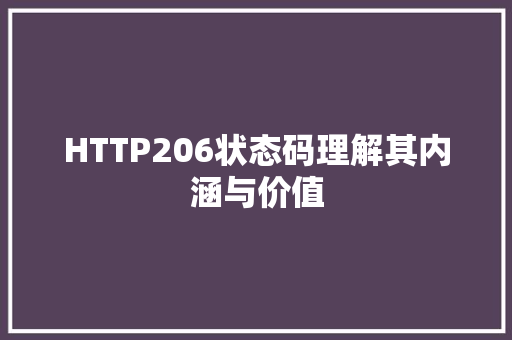 HTTP206状态码理解其内涵与价值