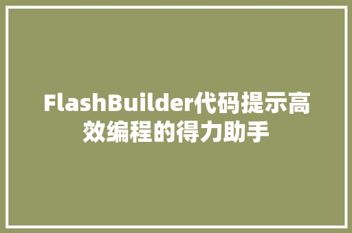 FlashBuilder代码提示高效编程的得力助手