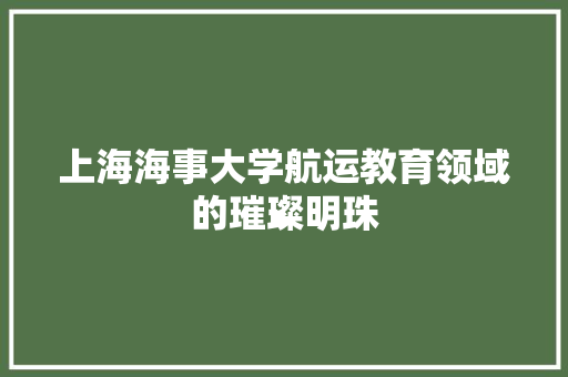 上海海事大学航运教育领域的璀璨明珠