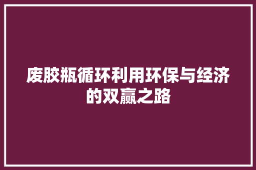 废胶瓶循环利用环保与经济的双赢之路