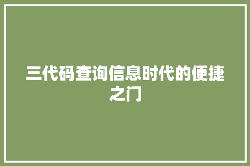 三代码查询信息时代的便捷之门