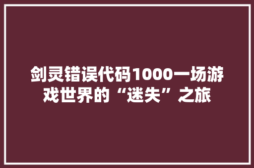剑灵错误代码1000一场游戏世界的“迷失”之旅  第1张
