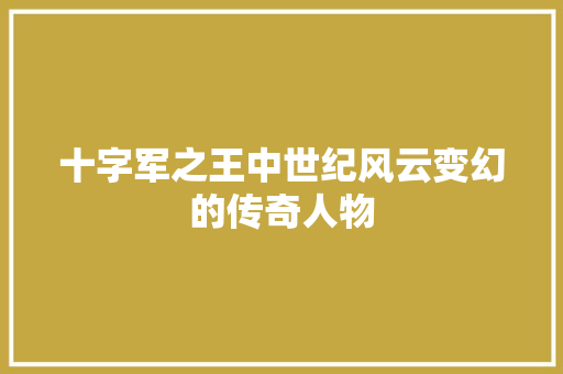 十字军之王中世纪风云变幻的传奇人物  第1张