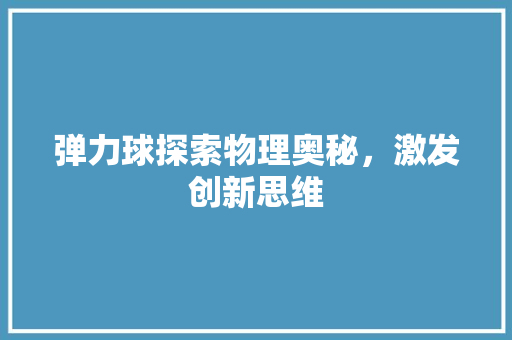 弹力球探索物理奥秘，激发创新思维
