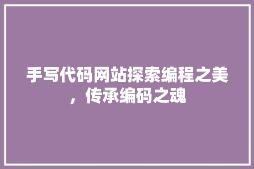 手写代码网站探索编程之美，传承编码之魂