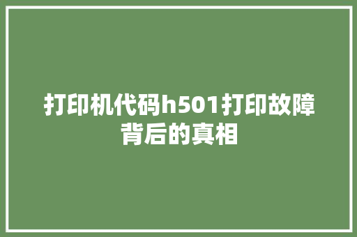 打印机代码h501打印故障背后的真相