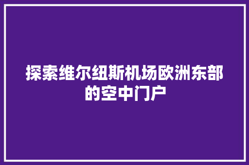 探索维尔纽斯机场欧洲东部的空中门户