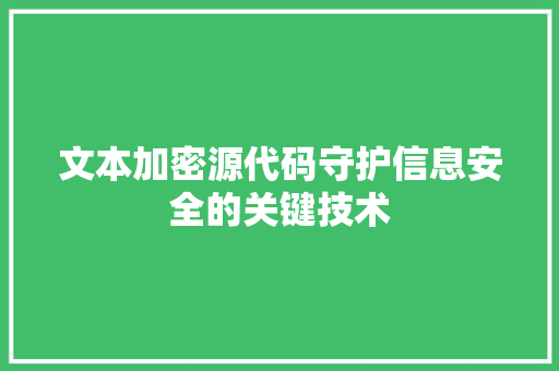 文本加密源代码守护信息安全的关键技术