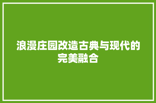 浪漫庄园改造古典与现代的完美融合