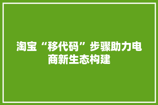 淘宝“移代码”步骤助力电商新生态构建
