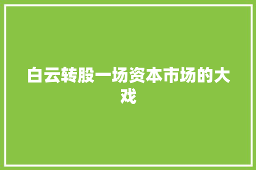 白云转股一场资本市场的大戏