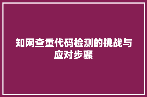 知网查重代码检测的挑战与应对步骤  第1张