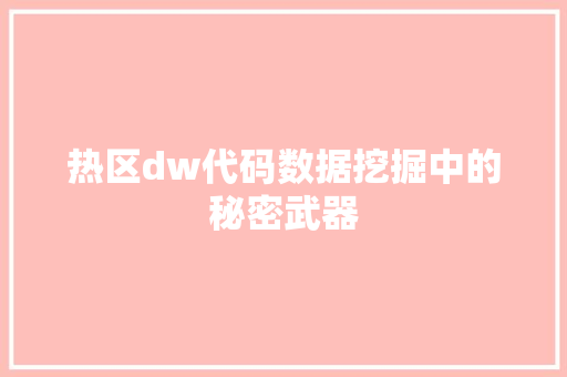 热区dw代码数据挖掘中的秘密武器