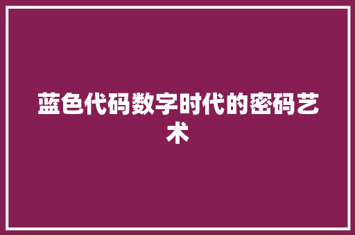 蓝色代码数字时代的密码艺术