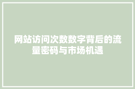 网站访问次数数字背后的流量密码与市场机遇