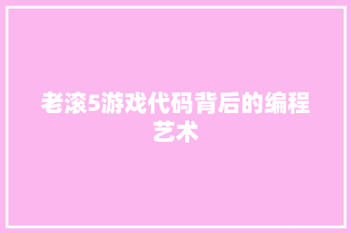 老滚5游戏代码背后的编程艺术