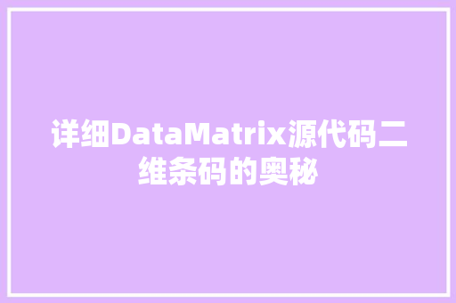 详细DataMatrix源代码二维条码的奥秘  第1张