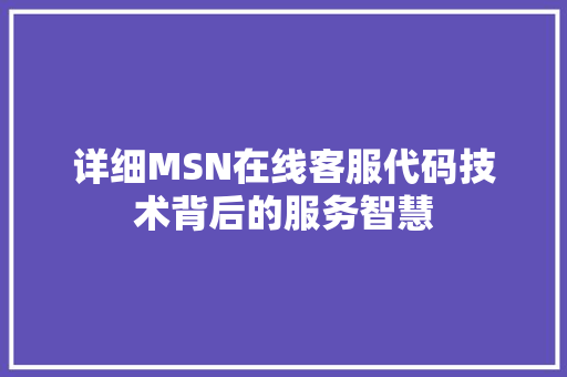详细MSN在线客服代码技术背后的服务智慧