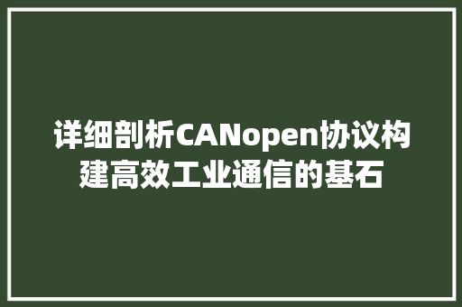 详细剖析CANopen协议构建高效工业通信的基石  第1张