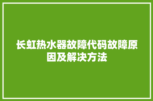 长虹热水器故障代码故障原因及解决方法  第1张
