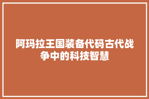 阿玛拉王国装备代码古代战争中的科技智慧