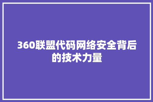 360联盟代码网络安全背后的技术力量