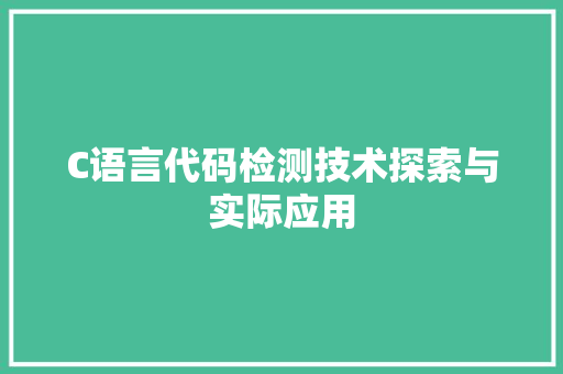 C语言代码检测技术探索与实际应用