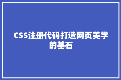 CSS注册代码打造网页美学的基石