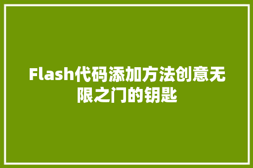 Flash代码添加方法创意无限之门的钥匙  第1张