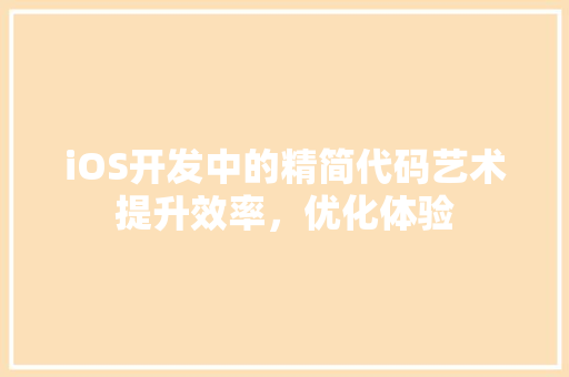 iOS开发中的精简代码艺术提升效率，优化体验