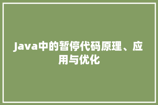 Java中的暂停代码原理、应用与优化