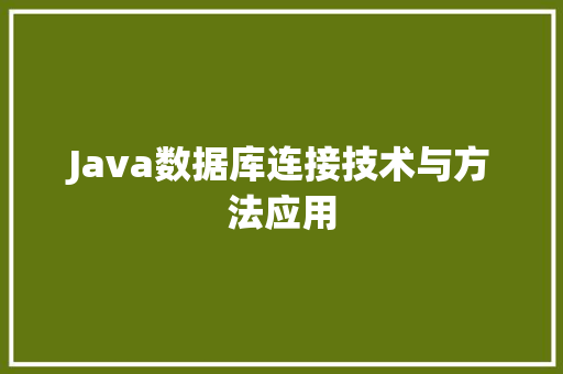 Java数据库连接技术与方法应用