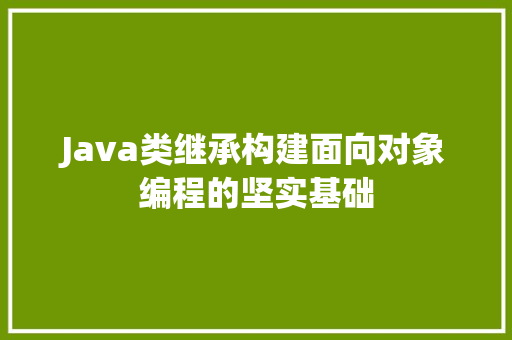Java类继承构建面向对象编程的坚实基础
