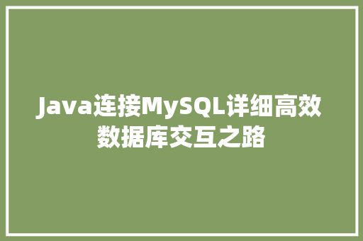 Java连接MySQL详细高效数据库交互之路