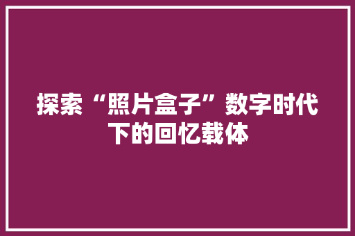 探索“照片盒子”数字时代下的回忆载体