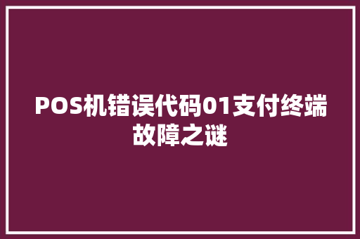 POS机错误代码01支付终端故障之谜  第1张