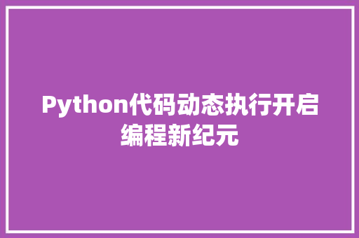 Python代码动态执行开启编程新纪元