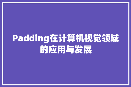 Padding在计算机视觉领域的应用与发展