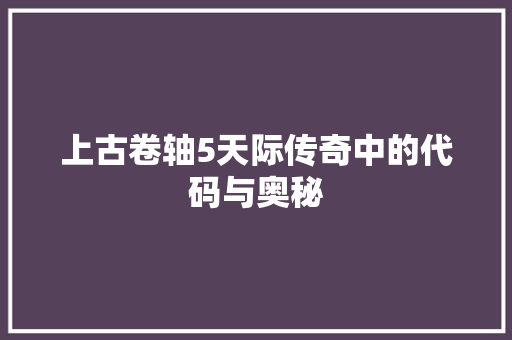 上古卷轴5天际传奇中的代码与奥秘