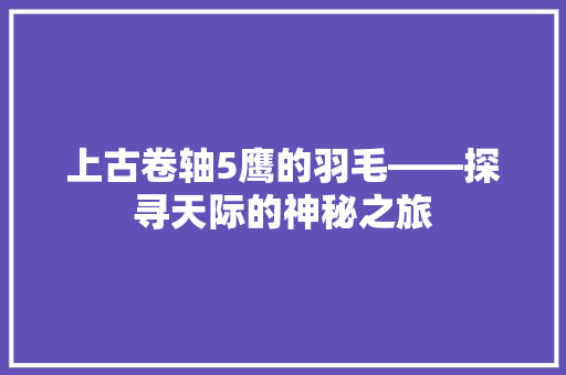 上古卷轴5鹰的羽毛——探寻天际的神秘之旅